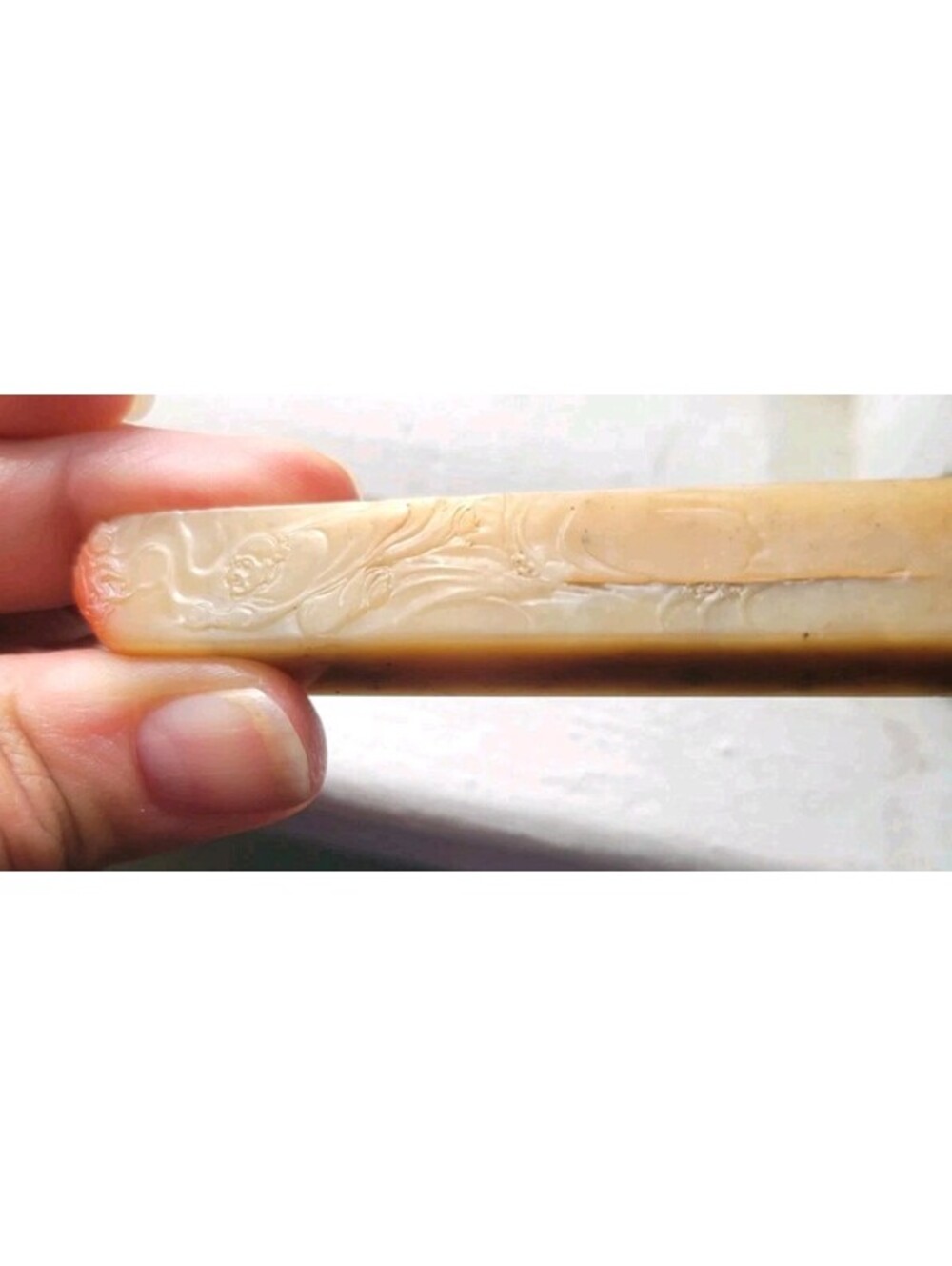 Hand Carved Shoushan Stone Seal Chinese Seal Carving Collectible In Horn Box